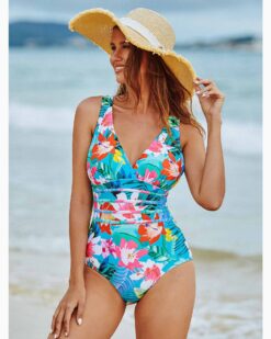 Costum de baie intreg cu slip clasic Simina Albastru