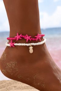 Set dama doua bratari de picior Pineapple