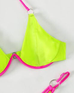 Costume de baie dama doua piese cu slip brazilian Salma Neon