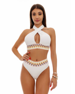 Costume de baie cu slip brazilian si talie inalta Herper Alb