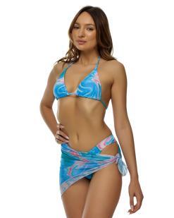Costume de baie doua piese cu fusta si esarfa cap Charlie Blue