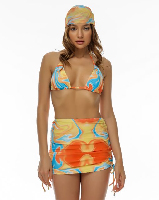 Costume de baie doua piese cu fusta si esarfa cap Charlie Orange
