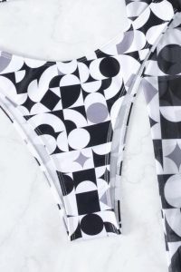 Costume de baie 3 piese dama cu slip brazilian Irina Alb/Negru