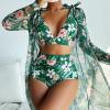 Costume de baie trei piese cu imprimeu floral Curacao Verde