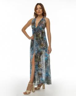 Cardigan de plaja dama, lung, material vaporos,Jungle Ice
