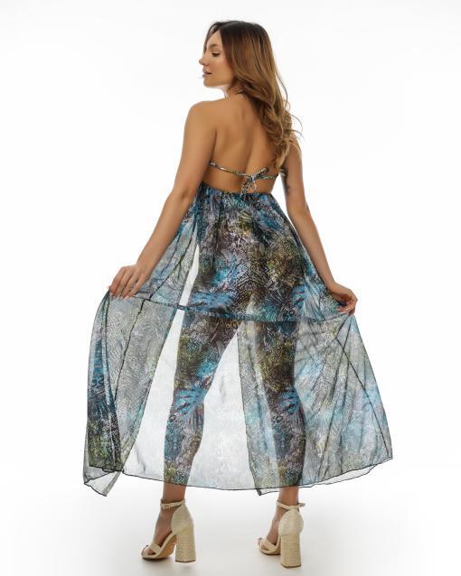 Cardigan de plaja dama, lung, material vaporos,Jungle Ice