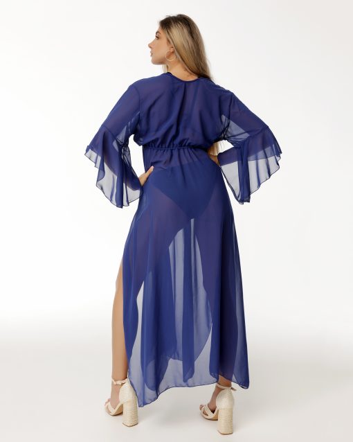 Cardigan dama cu maneci 3/4, vaporos, marime universala, Blue Horizon-HZ100 - imagine 2