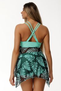 Costume de baie dama cu rochita si pantaloni scurti Verde Mentos-PM44