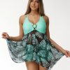 Costume de baie dama cu rochita si pantaloni scurti Verde Mentos