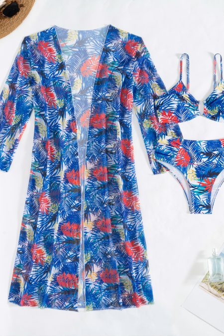 Costume de Baie 2 piese dama cu tunica lunga, sutien și slip clasic Sorina Albastru